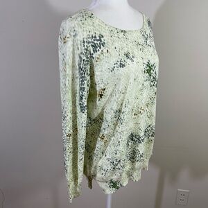 H by Halston sz med sweater light cream with earthy tones in an abstract design